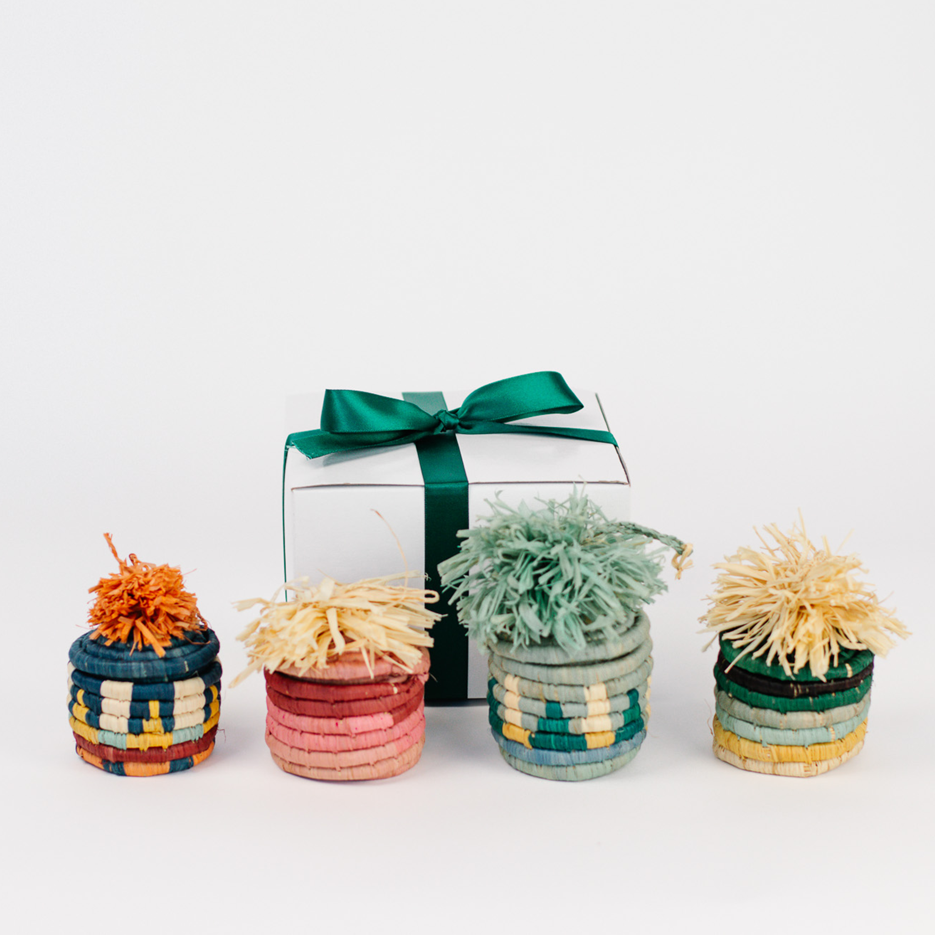 Set of four mini gift baskets