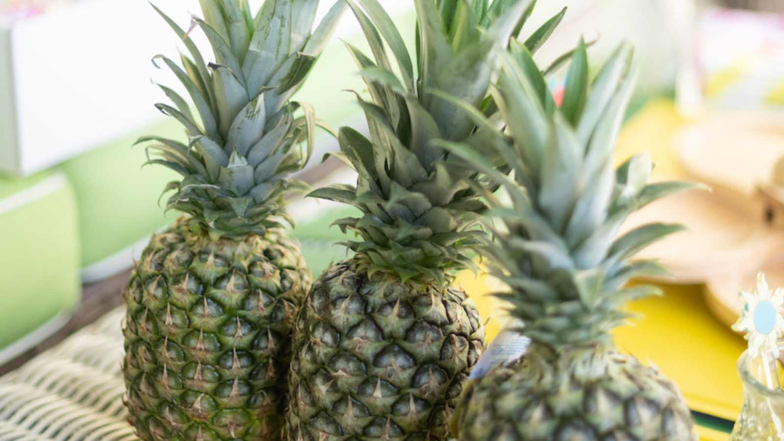 A fresh pineapple on the table is a beautiful way to welcome guests into your home when you are hosting.